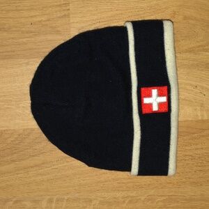 Alphorn Switzerland Black Red Beanie Embroidered Logo